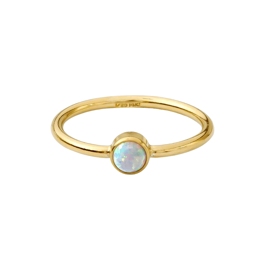 gold filled White Opal ring