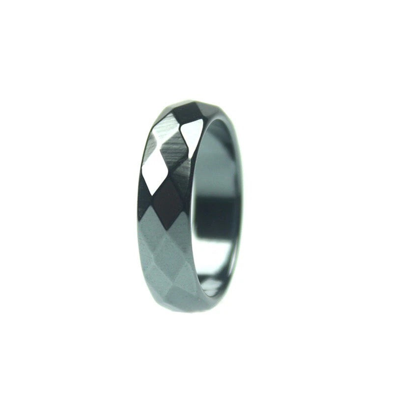 hicks band ring in gray hematite