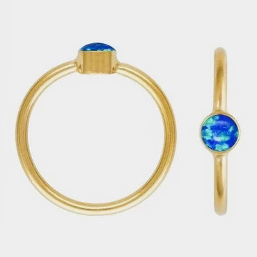 round Blue Opal Ring