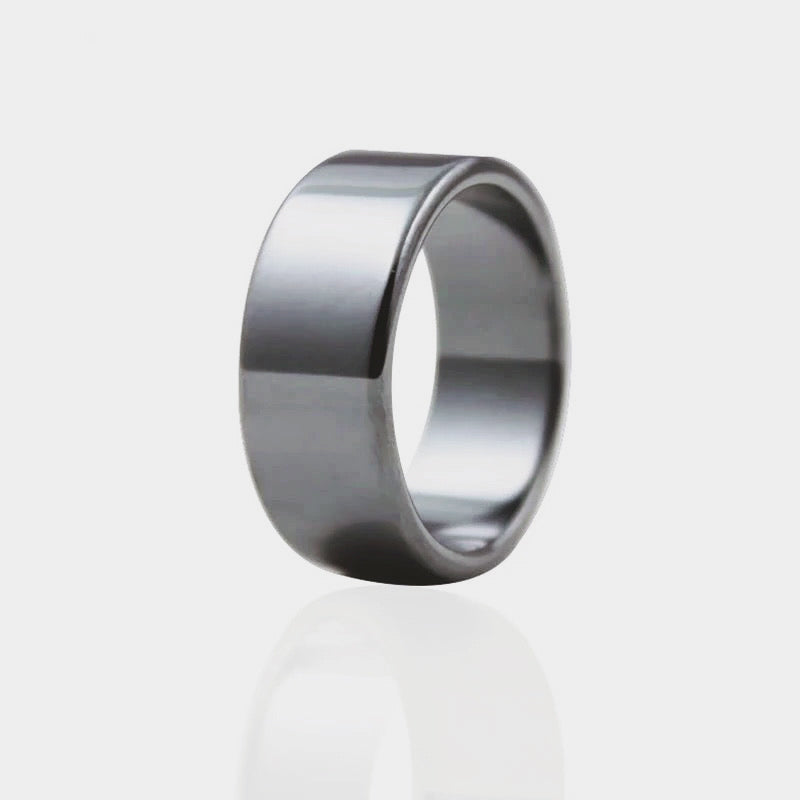 hicks band ring in gray hematite