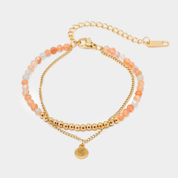 Sunstone Double Layer Bracelet - Natural Sparkle, Hypoallergenic & Anti-Tarnish