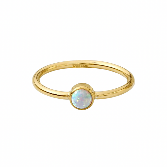 gold filled White Opal ring