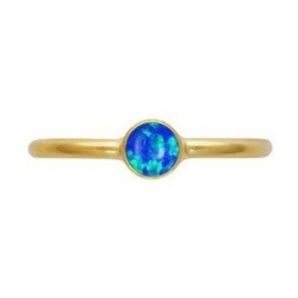 round Blue Opal Ring