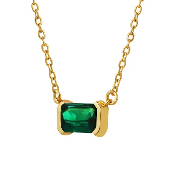 Baguette emerald necklace