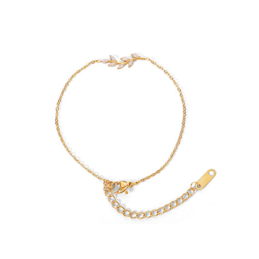 Clear Elegance: Dainty Leaf Bracelet